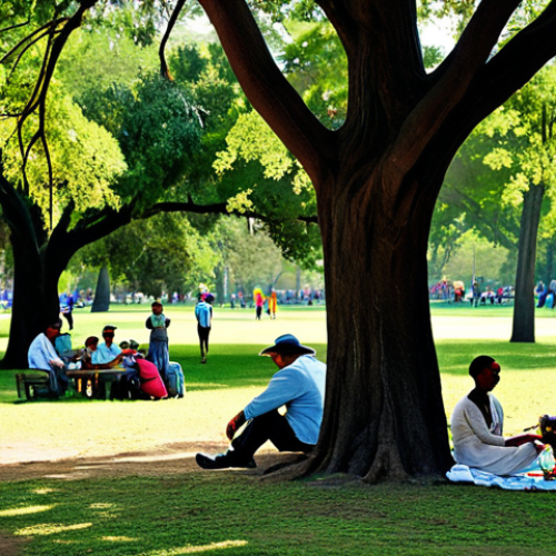 Home 8 **
"Queen's Park Savannah, fully clothed families picnicking under shady trees, cricket match in progress, appropriate attire, safe for work, perfect anatomy, natural proportions, vibrant colors, daytime, high-quality photography, professional"
**