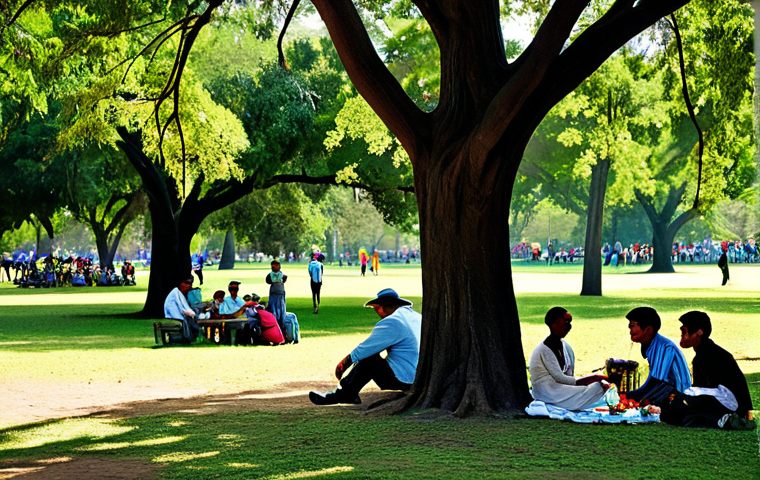 **
"Queen's Park Savannah, fully clothed families picnicking under shady trees, cricket match in progress, appropriate attire, safe for work, perfect anatomy, natural proportions, vibrant colors, daytime, high-quality photography, professional"
**